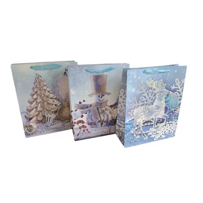 ACH-ER1371 Dísztasak Karácsonyi Kékes hangulat (glitteres) 26*32*10cm 3minta