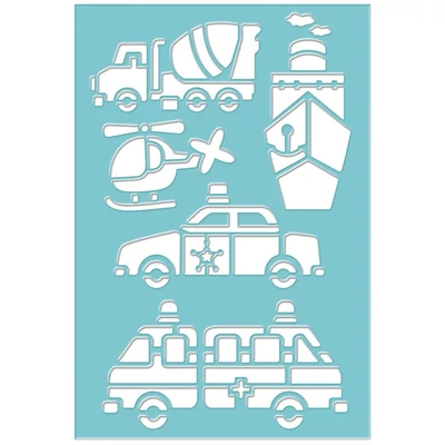 AN15132 Műanyag sablon 15132 Járművek 19*28cm