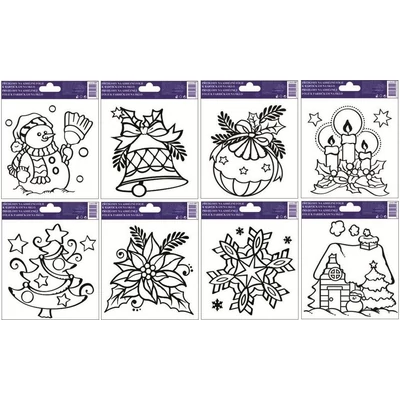 AN1588 Ablakmatrica 1588 Üvegfestékkel színezhető karácsonyi minták 14*14cm