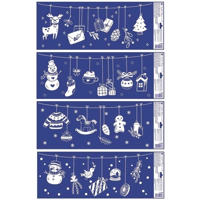 AN290 Ablakmatrica 290 Függő díszek (glitteres) 60*22,5cm