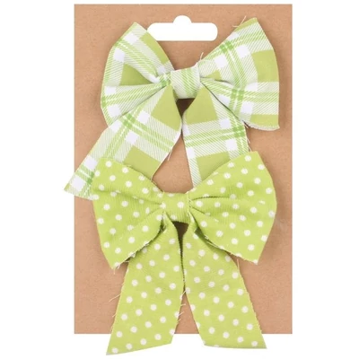 AN7404 Zöld masni csipeszes 2db