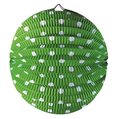 AN9265 Lampion 25cm Zöld pöttyös