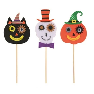 Filc dekoráció Halloween fejek  9 cm + hurkapálca