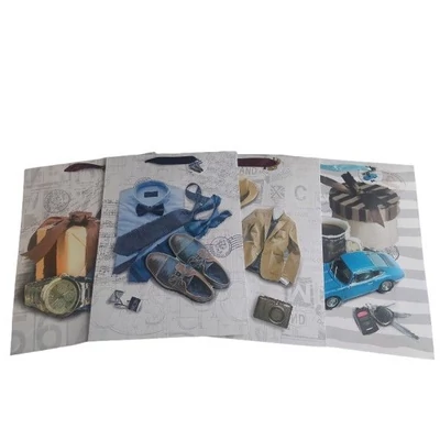 AR-369360 Ajándéktasak 3D férfias minták 40*30*12cm 4féle minta