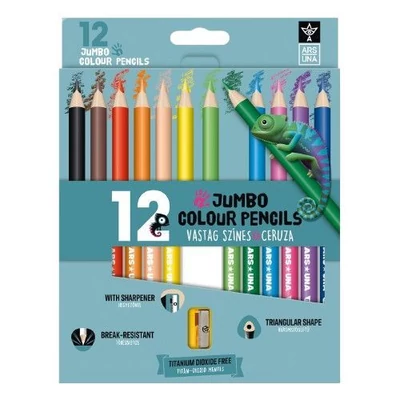 AU-022654 Színesceruza jumbo háromszög alakú 12db-os+hegyező Ars Una