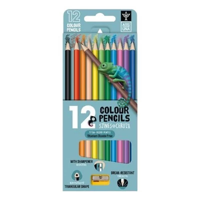 AU-022661 Színesceruza háromszög alakú 12db-os+hegyező Ars Una