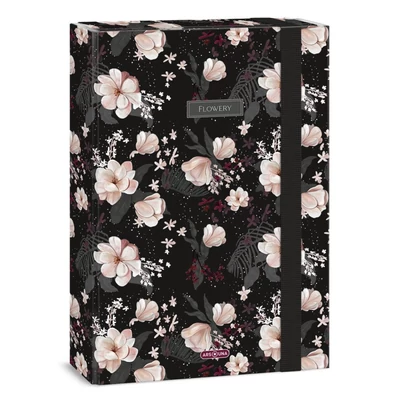 AU-50853748 Füzetbox A/4 Flowerly Black