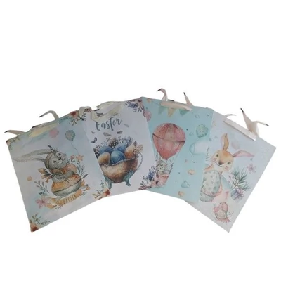 BD-NGKL3470 Ajándéktasak Húsvéti Glitteres 26*32cm 4 féle minta