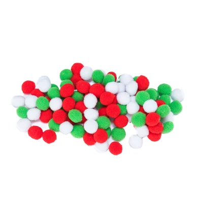 BR-POM42 Pompon 10mm 100db-os Piros-Fehér-Zöld Mix