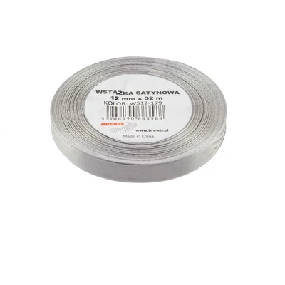 BR-WS12-179 Szatén szalag 12mm*32m Ezüst