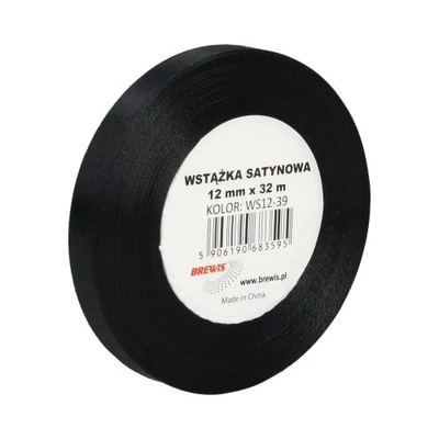 BR-WS12-39 Szatén szalag 12mm*32m Fekete