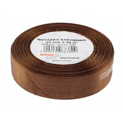 BR-WS25-142 Szatén szalag 25mm*32m Barna