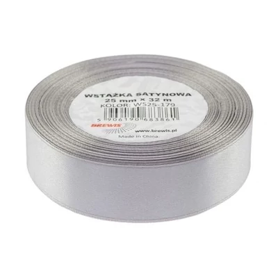 BR-WS25-179 Szatén szalag 25mm*32m Ezüst