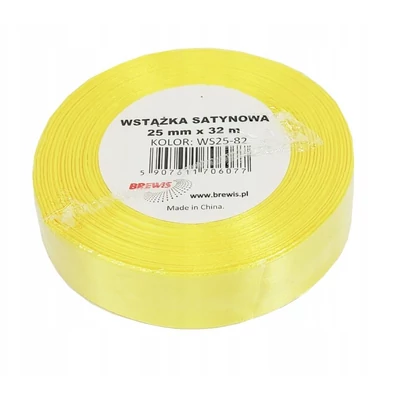 BR-WS25-82 Szatén szalag 25mm*32m Kanári sárga
