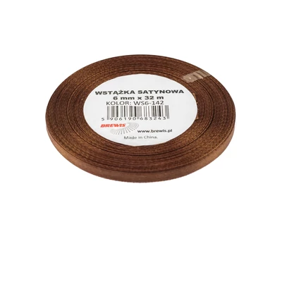 BR-WS6-142 Szatén szalag 6mm*32m Barna