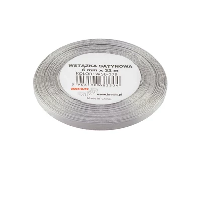 BR-WS6-179 Szatén szalag 6mm*32m Ezüst