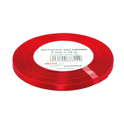 BR-WS6-26 Szatén szalag 6mm*32m Piros