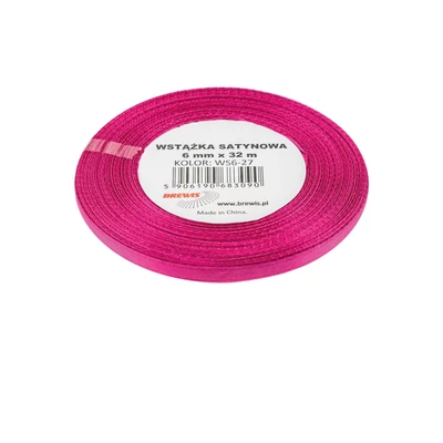BR-WS6-27 Szatén szalag 6mm*32m Közép rózsaszín