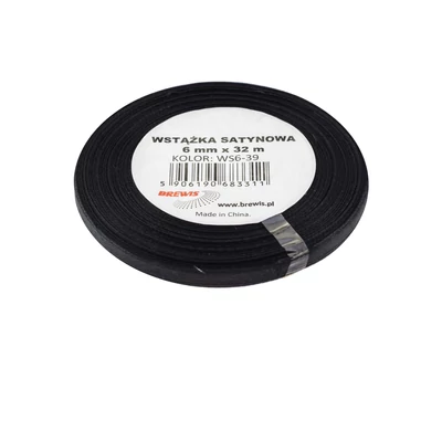 BR-WS6-39 Szatén szalag 6mm*32m Fekete