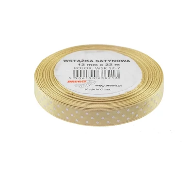 BR-WSK12-7 Szatén szalag 12mm*22m Pöttyös bézs