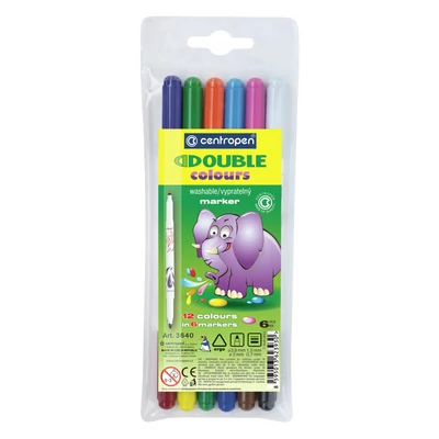 DOUBLE COLOURS duplavégű marker 6 db-os készlet
