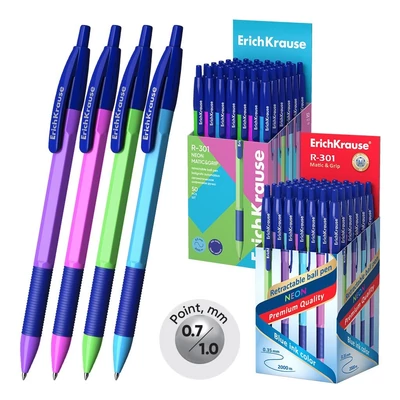 EK-46769 Golyóstoll Kék R-301 Matic&amp;Grip Neon