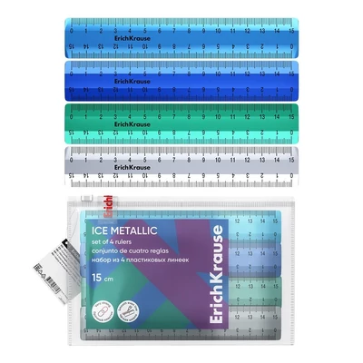 EK-53861 Vonalzó szett 15cm Ice Metallic 4db