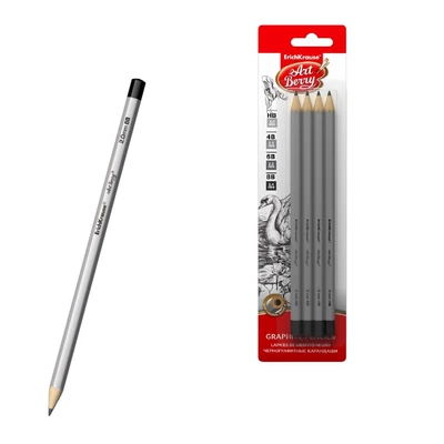 EK-56079 Grafitceruza készlet 4db-os ArtBerry, hatszögletű, HB, 4B, 6B, 8B (bliszterben)