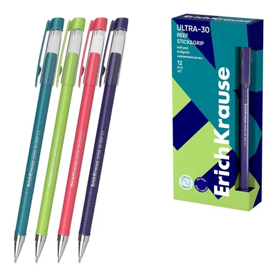 EK-63113 Golyóstoll Kék Ultra-30 Stick&amp;Grip Reef