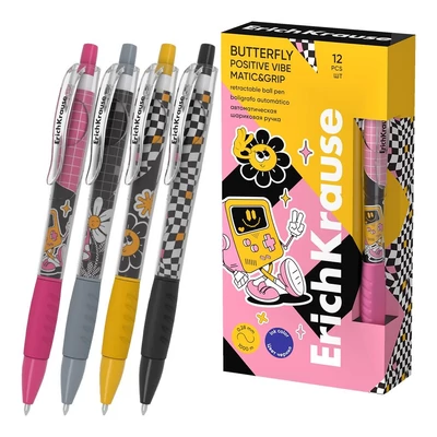 EK-63131 Golyóstoll Kék Butterfly Matic&amp;Grip Positive Vibe