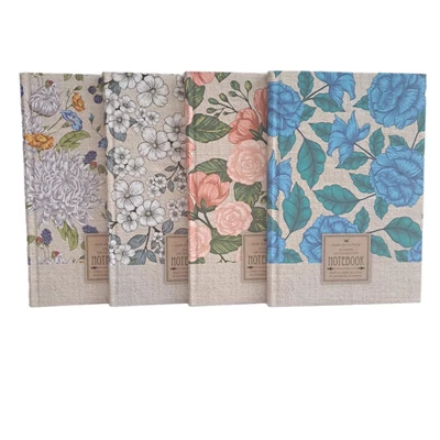FC-19455-58v Notesz vonalas 143*210mm 64lap Flowers on sackcloth