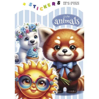 FC-24261 Kifestő matricával 135*200mm 8lap Cute animals kék