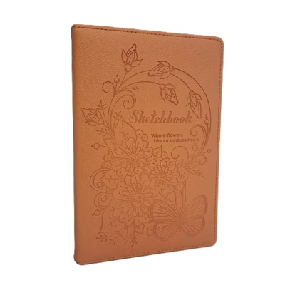 FC-N9308 Vázlatfüzet PVC A/5 64lap Narancssárga virágos