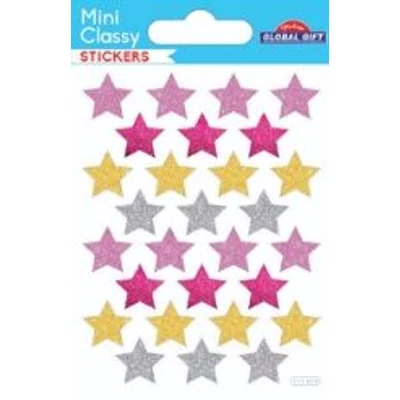 GG-111019 MiniClassy Matrica - Színes Glitteres Csillagok 7,5*10cm