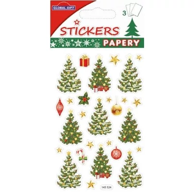 GG-145524 Christmas Papery Matrica - Karácsonyfák 8*12cm