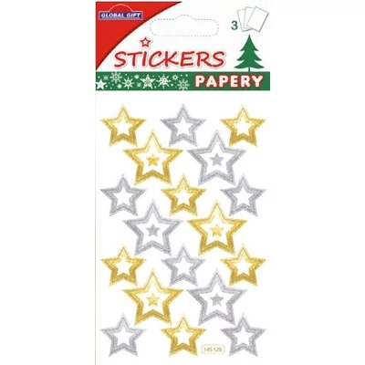 GG-145528 Christmas Papery Matrica - Glitteres csillagok 8*12cm