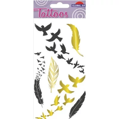 GG-153170 Tattoos Tetováló matrica - Madarak tollal 9*17cm