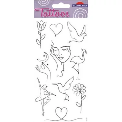 GG-153184 Tattoos Tetováló matrica - Rajzolt minták 9*17cm