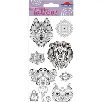 GG-153189 Tattoos Tetováló matrica - Mandala állatok 9*17cm