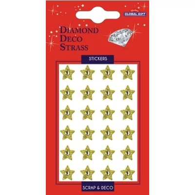 GG-160067 Christmas Diamond Deco Strassz - Arany csillagok 8*15cm