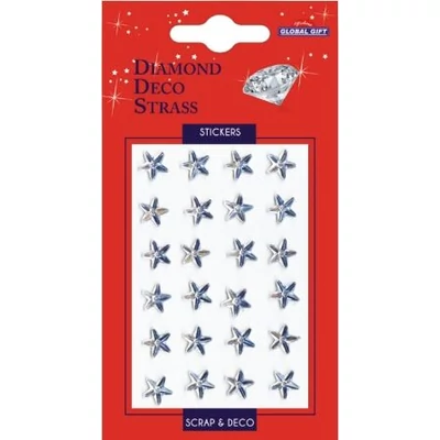 GG-160549 Christmas Diamond Deco Strassz - Ezüst csillagok 8*15cm