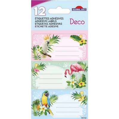 GG-170165 Füzetcímke Etiq.Deco 12db Trópusi madarak