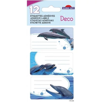 GG-170236 Füzetcímke Etiq.Deco 12db Delfin