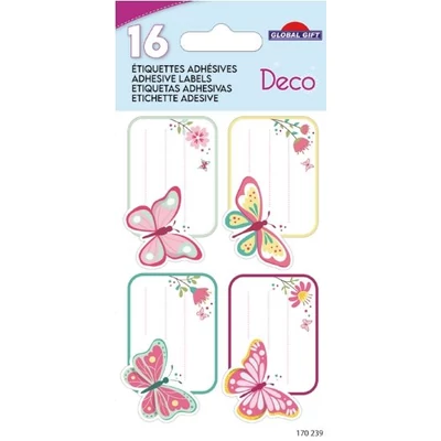 GG-170239 Füzetcímke Etiq.Deco 12db Pillangós