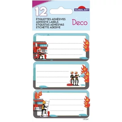 GG-170247 Füzetcímke Etiq.Deco 12db Tűzoltós