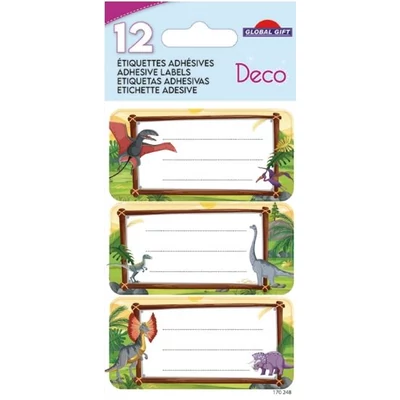 GG-170248 Füzetcímke Etiq.Deco 12db Dínós
