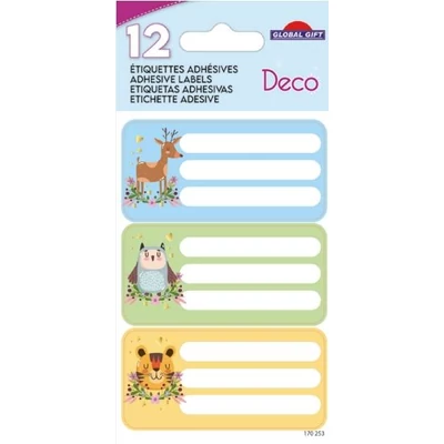 GG-170253 Füzetcímke Etiq.Deco 12db Állatok virágfüzérbe
