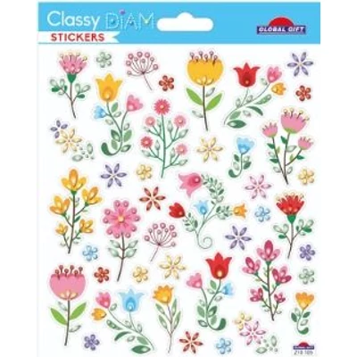 GG-210105 Classy Matrica - Virágok strasszal 15*17cm