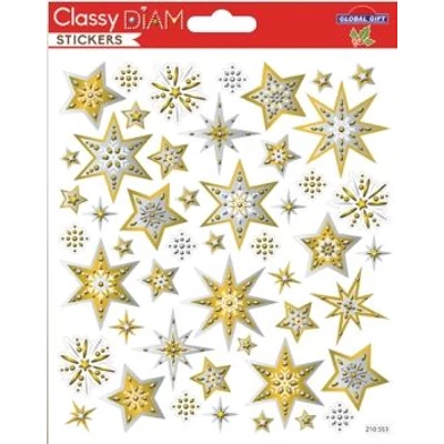 GG-210553 Christmas Classy Matrica - Csillagok strasszal 15*17cm