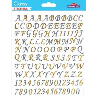 GG-211211 Classy Matrica - Arany-ezüst glitteres betűk+számok 15*17cm